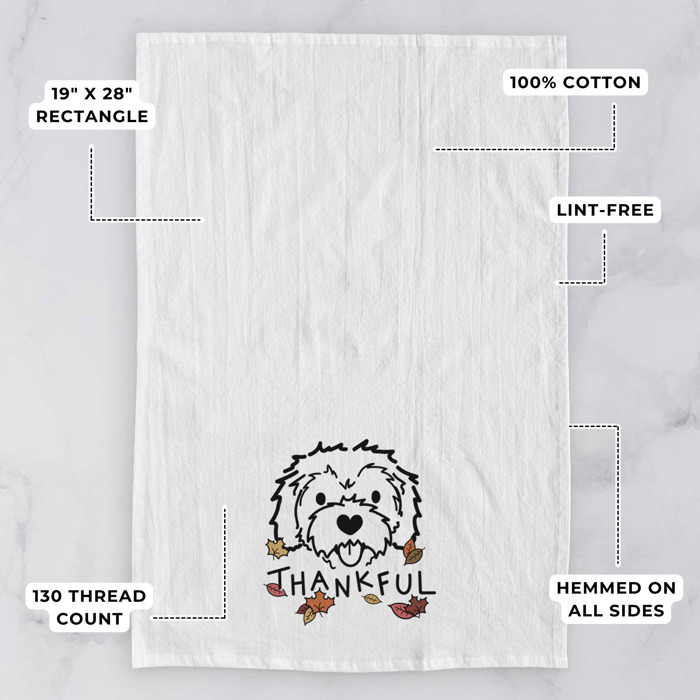 Doodled Thankful  Autumn Hand-Drawn Dog  Breed Tea Towel - 50+ Breeds