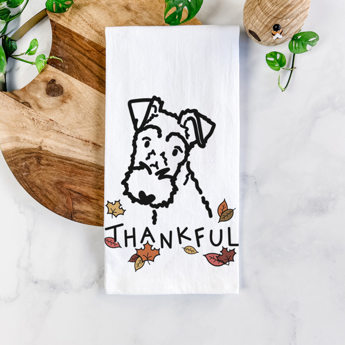 Doodled Thankful  Autumn Hand-Drawn Dog  Breed Tea Towel - 50+ Breeds