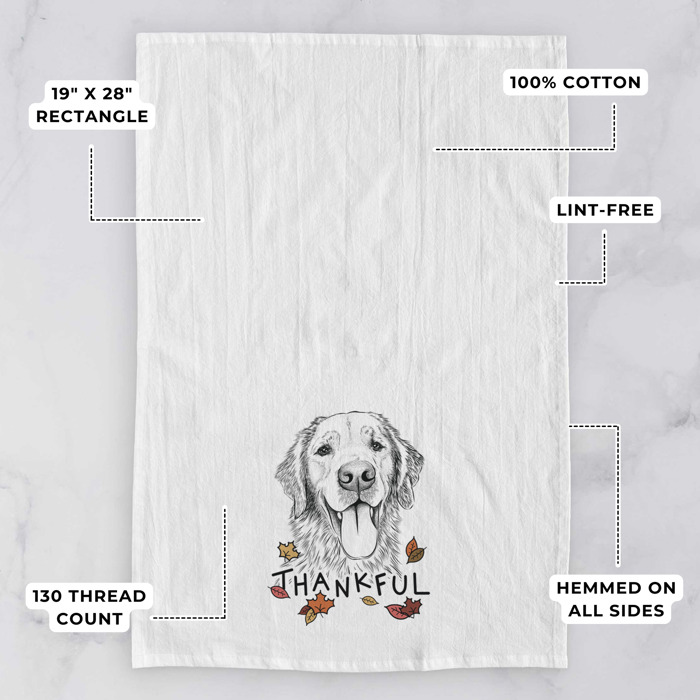 Thankful  Autumn Detailed Hand-Drawn Dog  Breed Tea Towel - 25+ Breeds