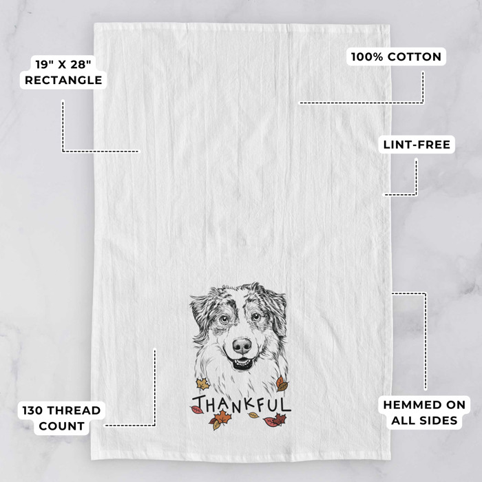 Thankful  Autumn Detailed Hand-Drawn Dog  Breed Tea Towel - 25+ Breeds
