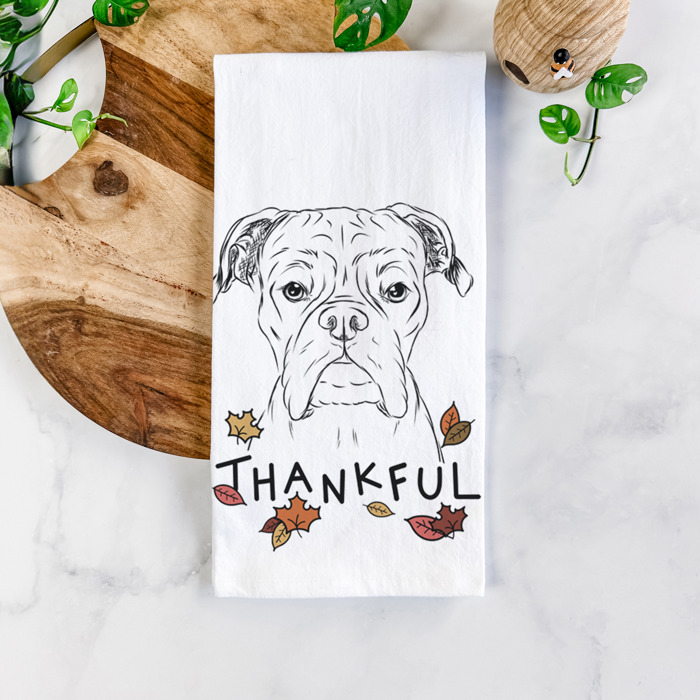 Thankful  Autumn Detailed Hand-Drawn Dog  Breed Tea Towel - 25+ Breeds