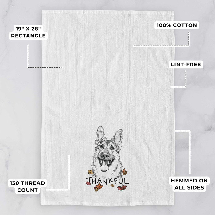 Thankful  Autumn Detailed Hand-Drawn Dog  Breed Tea Towel - 25+ Breeds