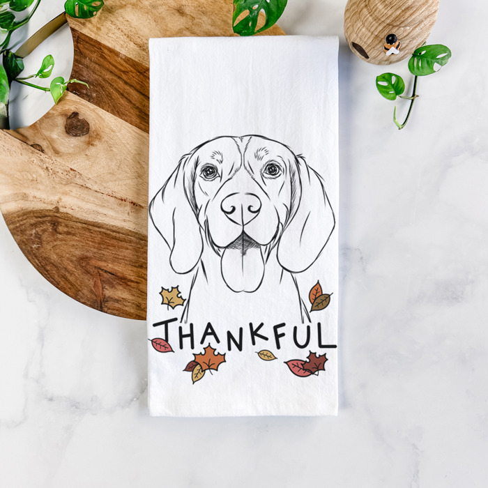 Thankful  Autumn Detailed Hand-Drawn Dog  Breed Tea Towel - 25+ Breeds