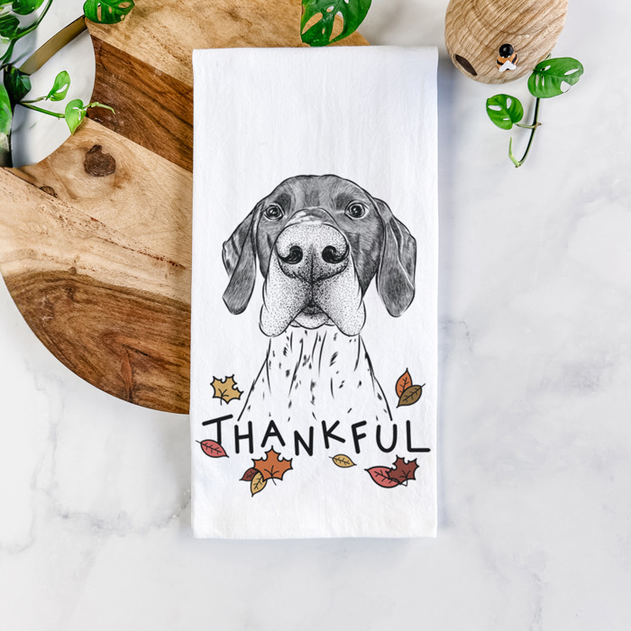 Thankful  Autumn Detailed Hand-Drawn Dog  Breed Tea Towel - 25+ Breeds