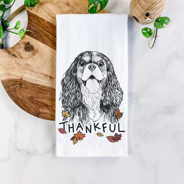 Thankful  Autumn Detailed Hand-Drawn Dog  Breed Tea Towel - 25+ Breeds