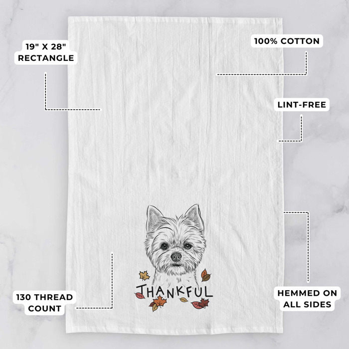 Thankful  Autumn Detailed Hand-Drawn Dog  Breed Tea Towel - 25+ Breeds
