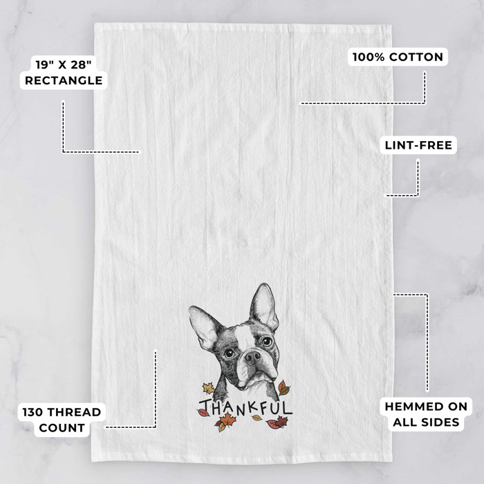 Thankful  Autumn Detailed Hand-Drawn Dog  Breed Tea Towel - 25+ Breeds