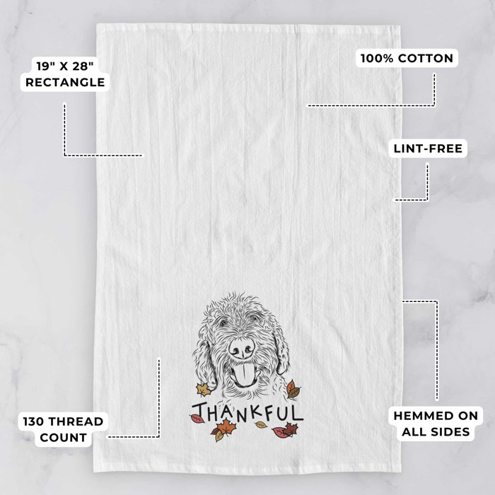Thankful  Autumn Detailed Hand-Drawn Dog  Breed Tea Towel - 25+ Breeds