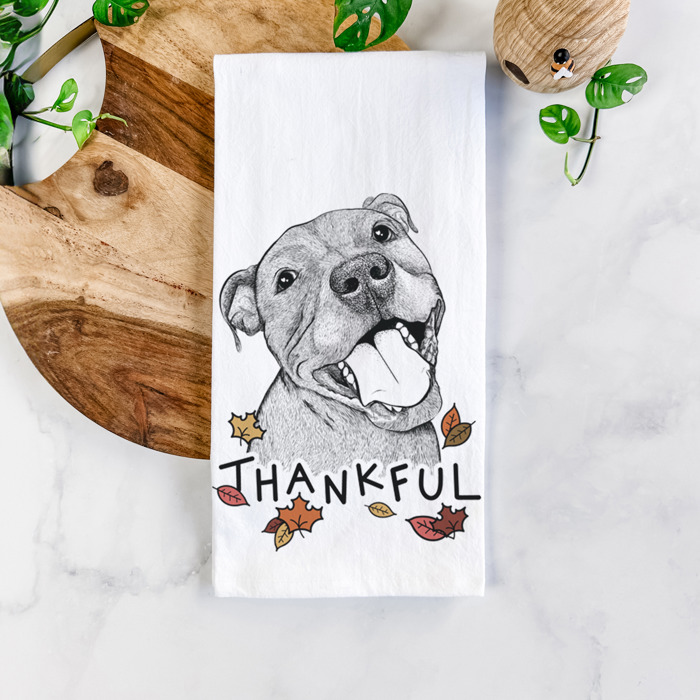 Thankful  Autumn Detailed Hand-Drawn Dog  Breed Tea Towel - 25+ Breeds