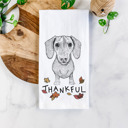 Dachshund Thankful  Autumn Detailed Hand-Drawn Dog  Breed Tea Towel - 25+ Breeds