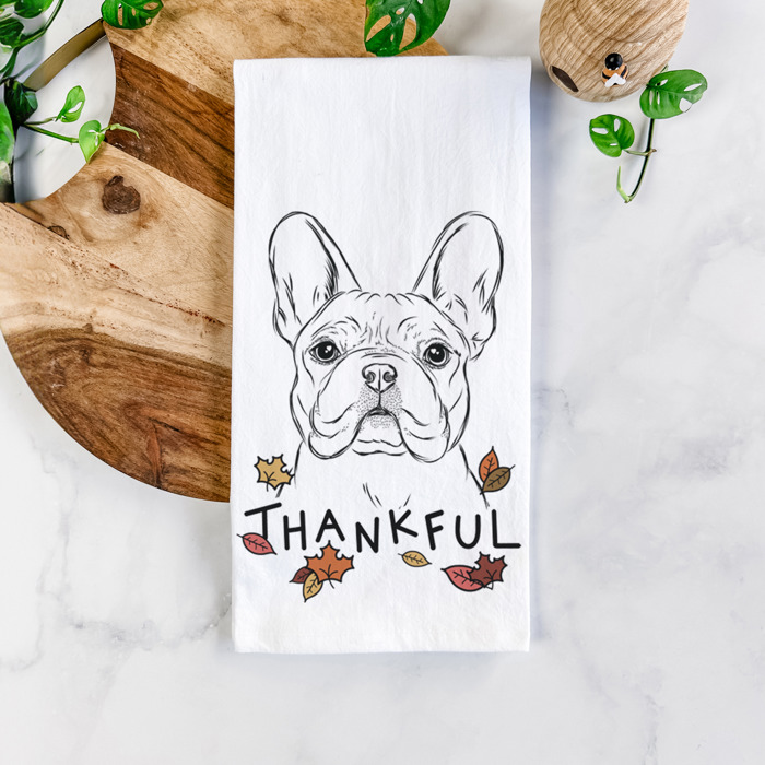 Thankful  Autumn Detailed Hand-Drawn Dog  Breed Tea Towel - 25+ Breeds