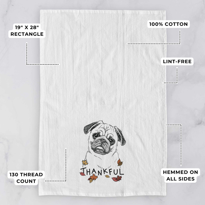 Thankful  Autumn Detailed Hand-Drawn Dog  Breed Tea Towel - 25+ Breeds