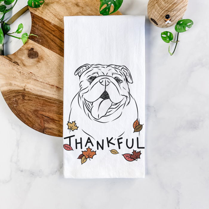 Thankful  Autumn Detailed Hand-Drawn Dog  Breed Tea Towel - 25+ Breeds