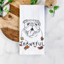 English Bulldog Thankful  Autumn Detailed Hand-Drawn Dog  Breed Tea Towel - 25+ Breeds