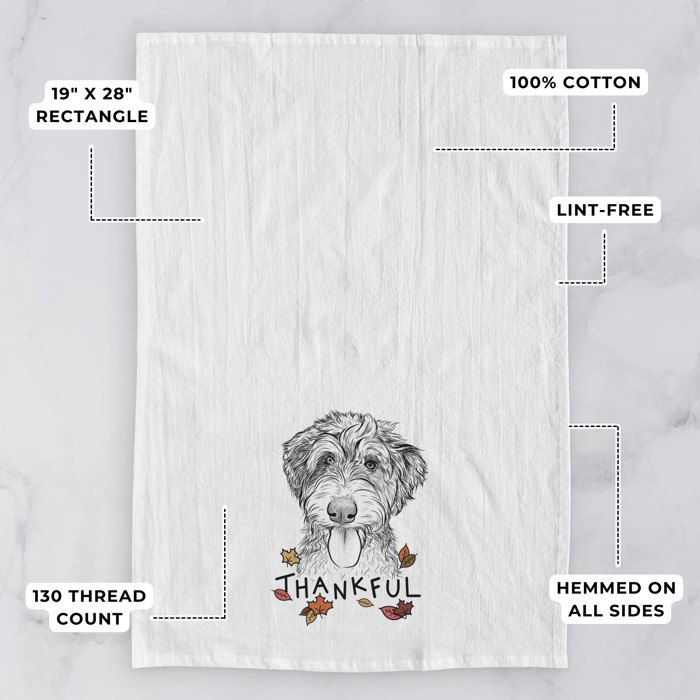 Thankful  Autumn Detailed Hand-Drawn Dog  Breed Tea Towel - 25+ Breeds