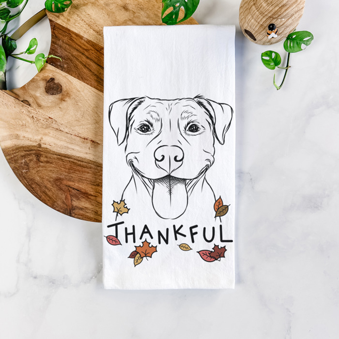 Thankful  Autumn Detailed Hand-Drawn Dog  Breed Tea Towel - 25+ Breeds