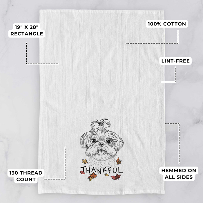 Thankful  Autumn Detailed Hand-Drawn Dog  Breed Tea Towel - 25+ Breeds