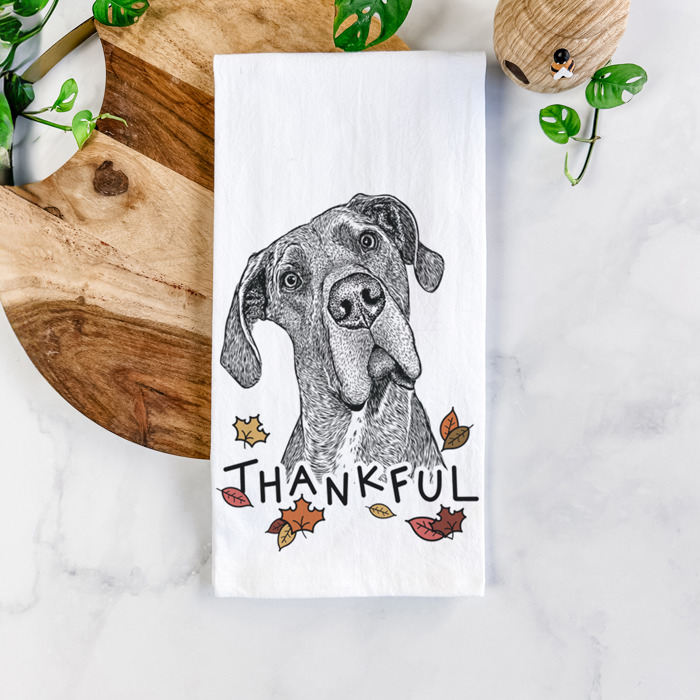 Thankful  Autumn Detailed Hand-Drawn Dog  Breed Tea Towel - 25+ Breeds