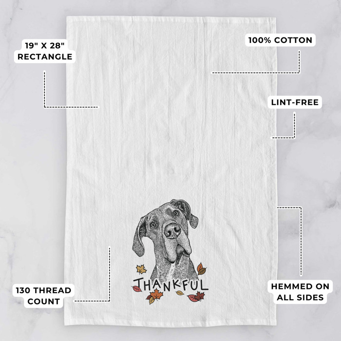 Thankful  Autumn Detailed Hand-Drawn Dog  Breed Tea Towel - 25+ Breeds