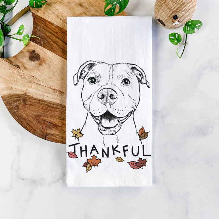 Thankful  Autumn Detailed Hand-Drawn Dog  Breed Tea Towel - 25+ Breeds