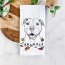Pitbull 2 Thankful  Autumn Detailed Hand-Drawn Dog  Breed Tea Towel - 25+ Breeds