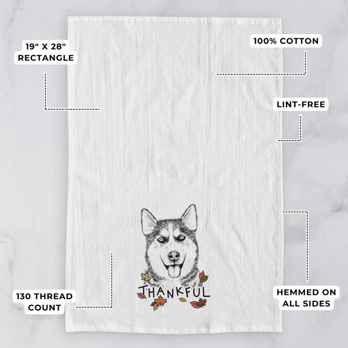 Thankful  Autumn Detailed Hand-Drawn Dog  Breed Tea Towel - 25+ Breeds