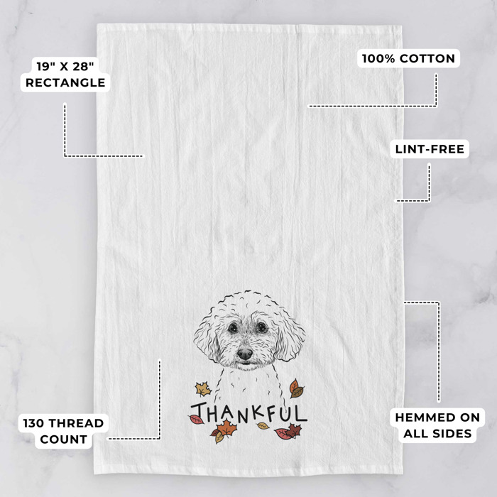 Thankful  Autumn Detailed Hand-Drawn Dog  Breed Tea Towel - 25+ Breeds