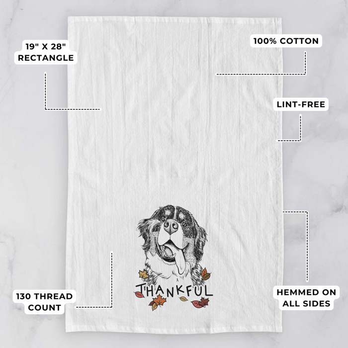 Thankful  Autumn Detailed Hand-Drawn Dog  Breed Tea Towel - 25+ Breeds