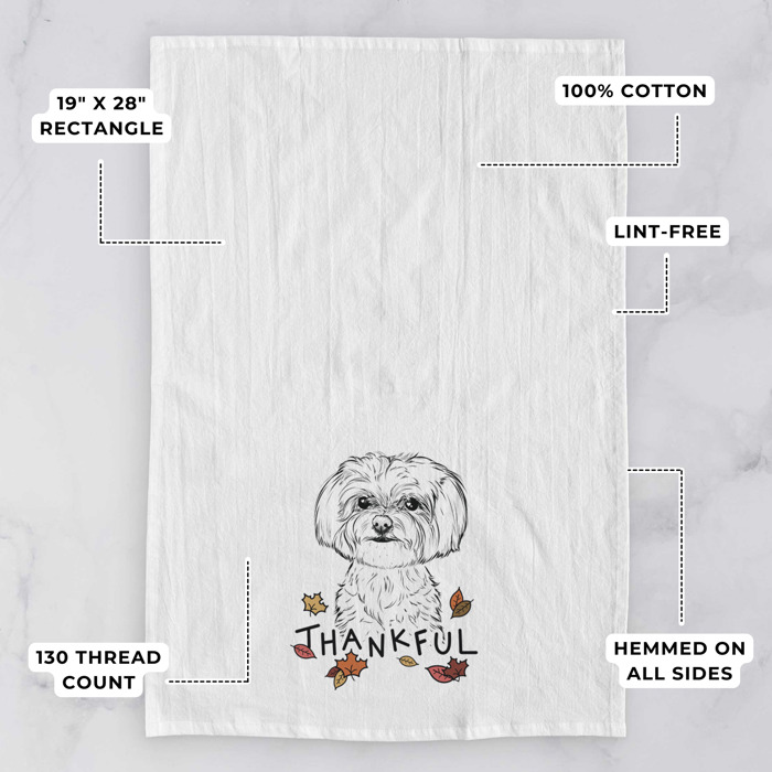 Thankful  Autumn Detailed Hand-Drawn Dog  Breed Tea Towel - 25+ Breeds