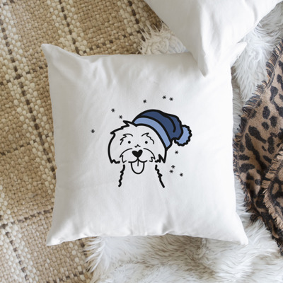 Beanie Winter Dog Breed Throw Pillow Cover -50+ Breeds