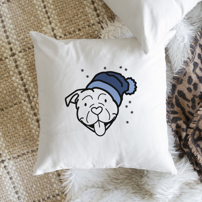 Beanie Winter Dog Breed Throw Pillow Cover -50+ Breeds