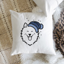 American Eskimo Beanie Winter Dog Breed Throw Pillow Cover -50+ Breeds