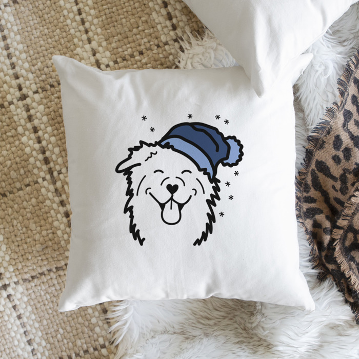 Beanie Winter Dog Breed Throw Pillow Cover -50+ Breeds