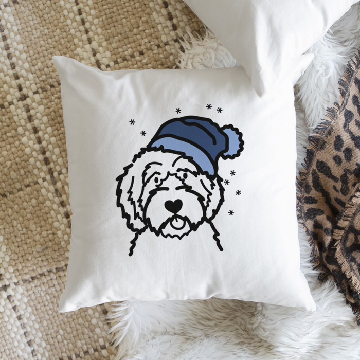Beanie Winter Dog Breed Throw Pillow Cover -50+ Breeds
