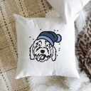 Goldendoodle Beanie Winter Dog Breed Throw Pillow Cover -50+ Breeds