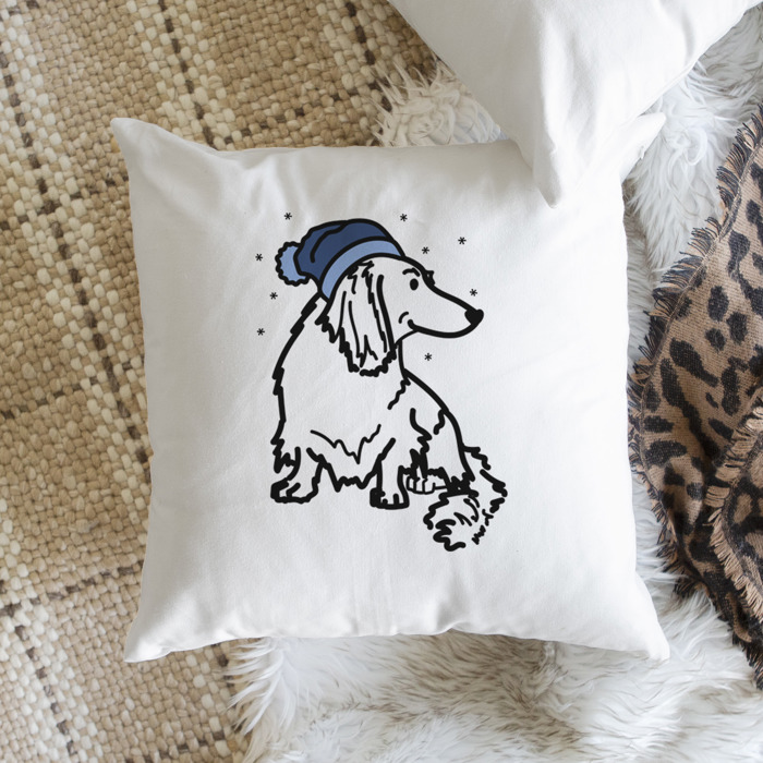 Beanie Winter Dog Breed Throw Pillow Cover -50+ Breeds
