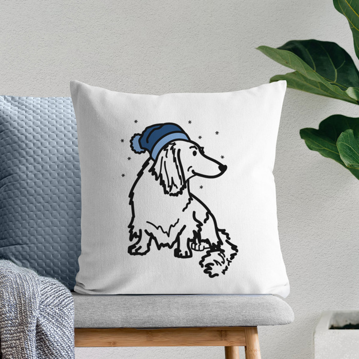 Beanie Winter Dog Breed Throw Pillow Cover -50+ Breeds
