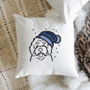 Bernedoodle Beanie Winter Dog Breed Throw Pillow Cover -50+ Breeds