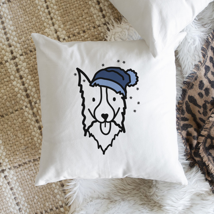 Beanie Winter Dog Breed Throw Pillow Cover -50+ Breeds