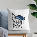 Boston Terrier Beanie Winter Dog Breed Throw Pillow Cover -50+ Breeds