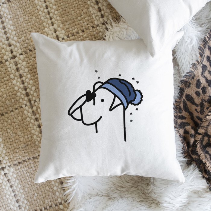 Beanie Winter Dog Breed Throw Pillow Cover -50+ Breeds