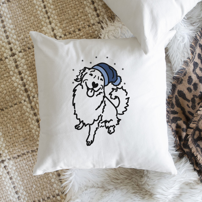 Beanie Winter Dog Breed Throw Pillow Cover -50+ Breeds