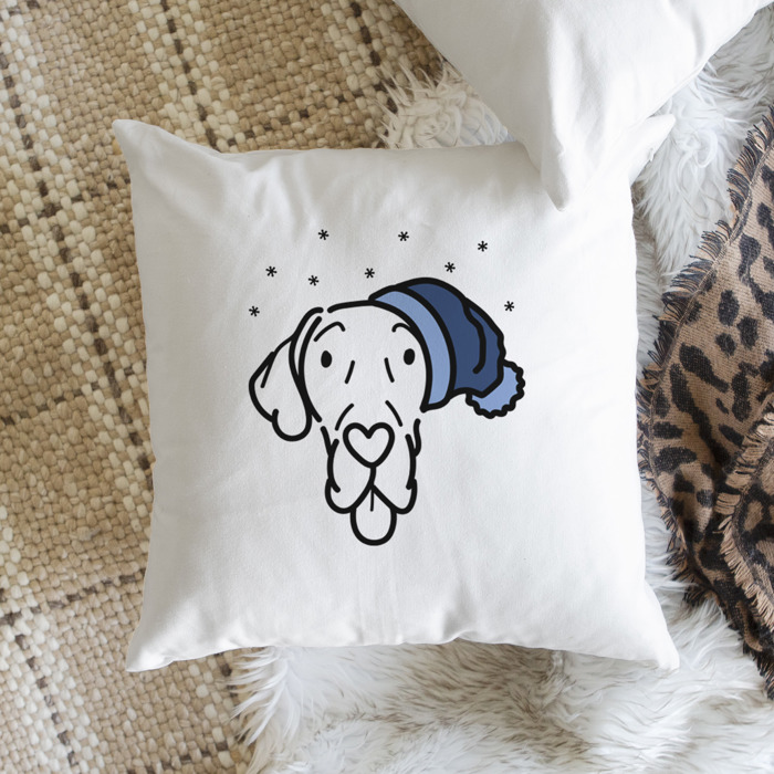 Beanie Winter Dog Breed Throw Pillow Cover -50+ Breeds