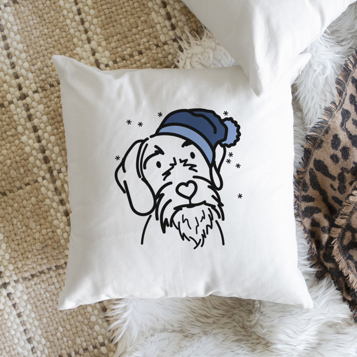 Beanie Winter Dog Breed Throw Pillow Cover -50+ Breeds