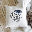 German Wirehaired Pointer Beanie Winter Dog Breed Throw Pillow Cover -50+ Breeds