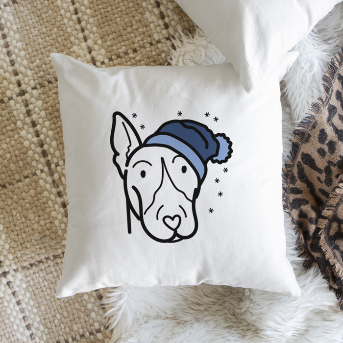 Beanie Winter Dog Breed Throw Pillow Cover -50+ Breeds