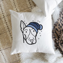Bull Terrier Beanie Winter Dog Breed Throw Pillow Cover -50+ Breeds
