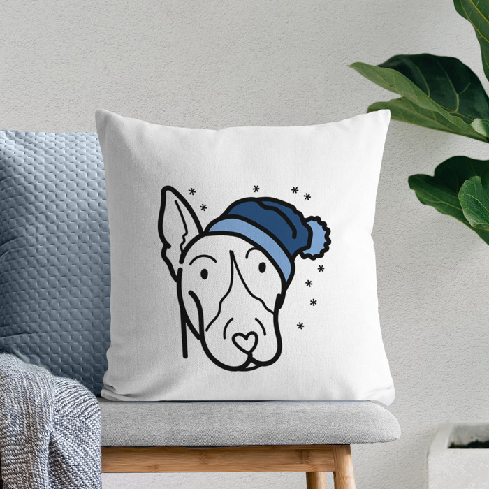 Beanie Winter Dog Breed Throw Pillow Cover -50+ Breeds