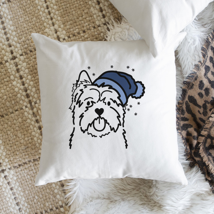 Beanie Winter Dog Breed Throw Pillow Cover -50+ Breeds