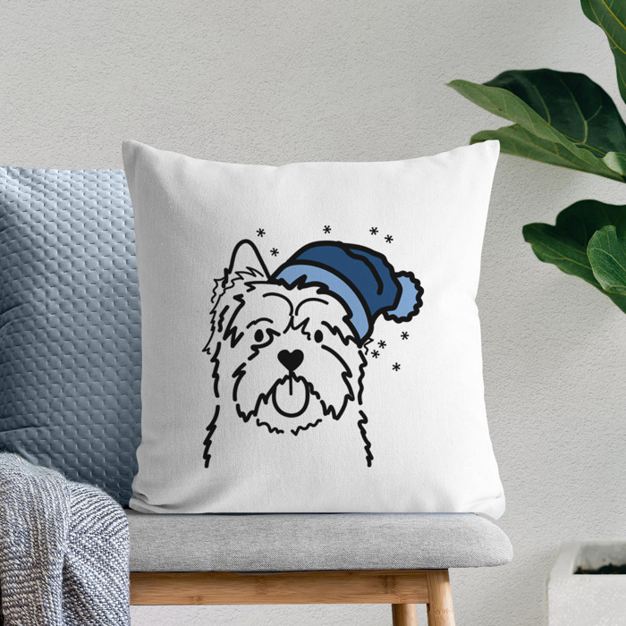 Beanie Winter Dog Breed Throw Pillow Cover -50+ Breeds